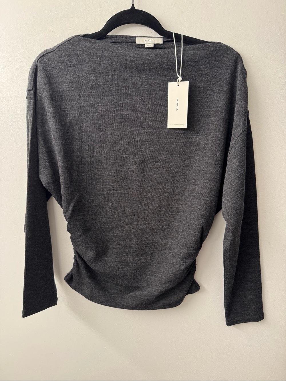 Vince Charcoal Gray Long-Sleeve Knit Top